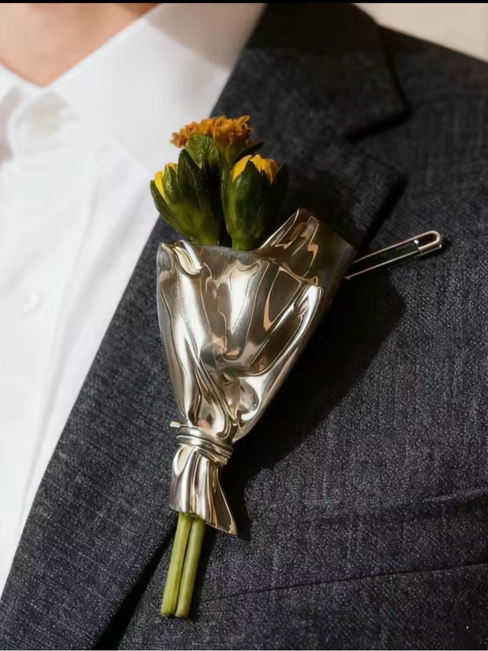 Silver Floral Lapel brooch Accessory